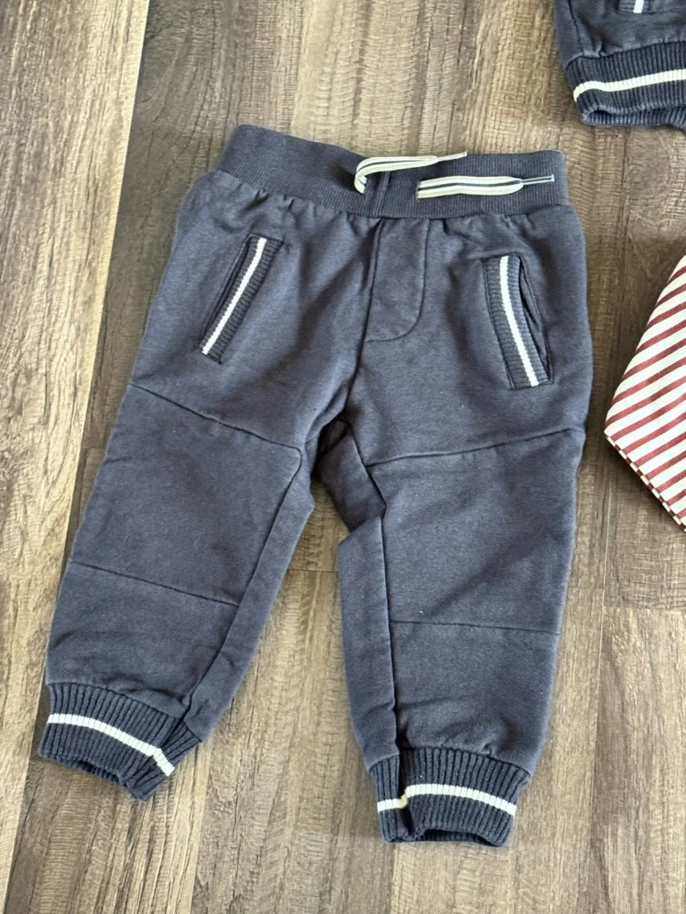 Kids Navy Varsity Jacket & Joggers with Striped Tee - Picture 4 of 5